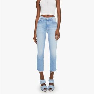 MOTHER Insider Crop Jeans with Step Fray in Thanks Again Racer (Side Stripes)